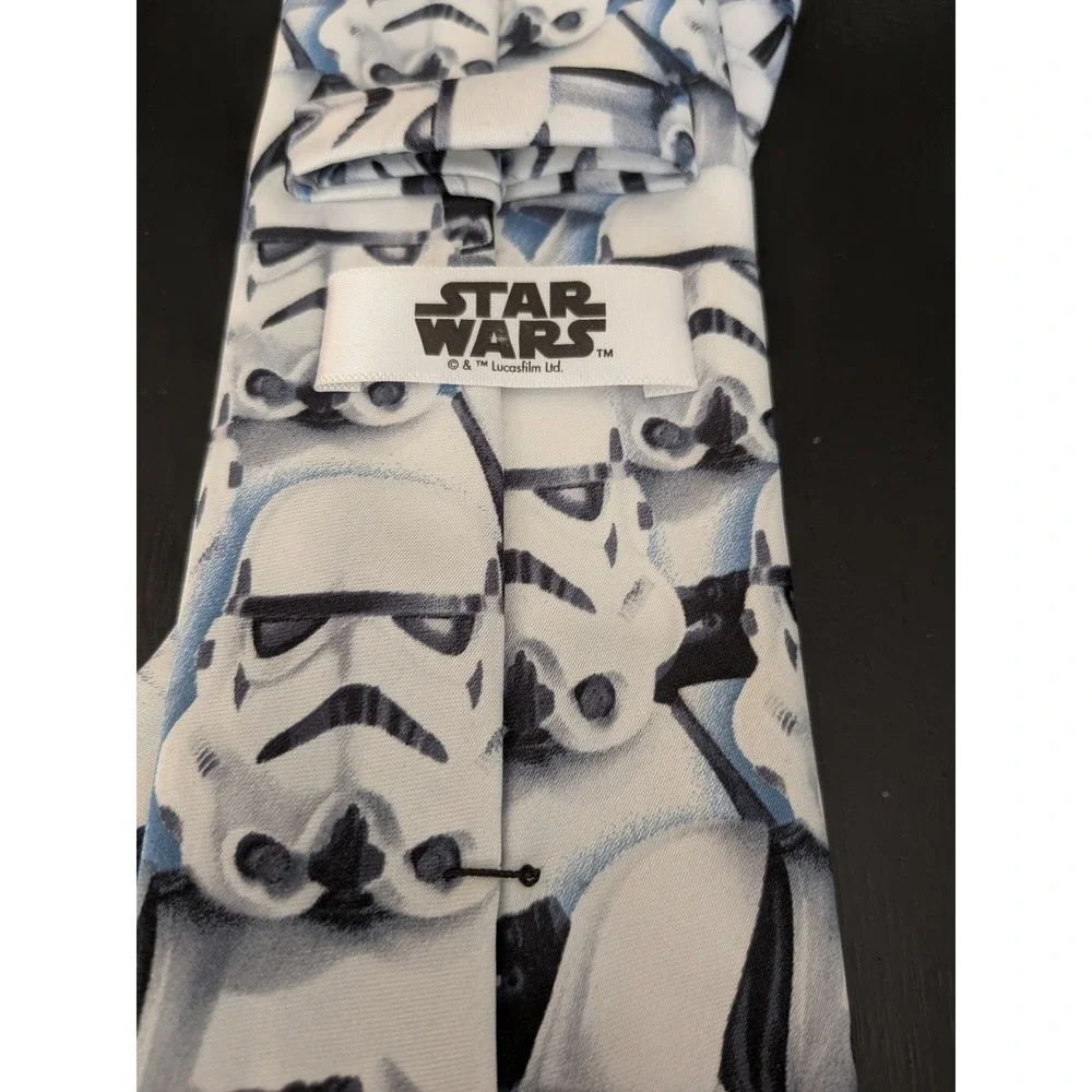 Star Wars Stormtrooper Necktie Mens White Blue Imperial‎ Soldier Graphic Tie